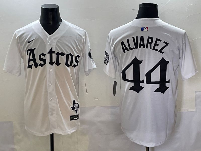 Men 2025 Houston Astros #44 Alvarez White Five generations Joint Name Nike MLB Jersey style 9